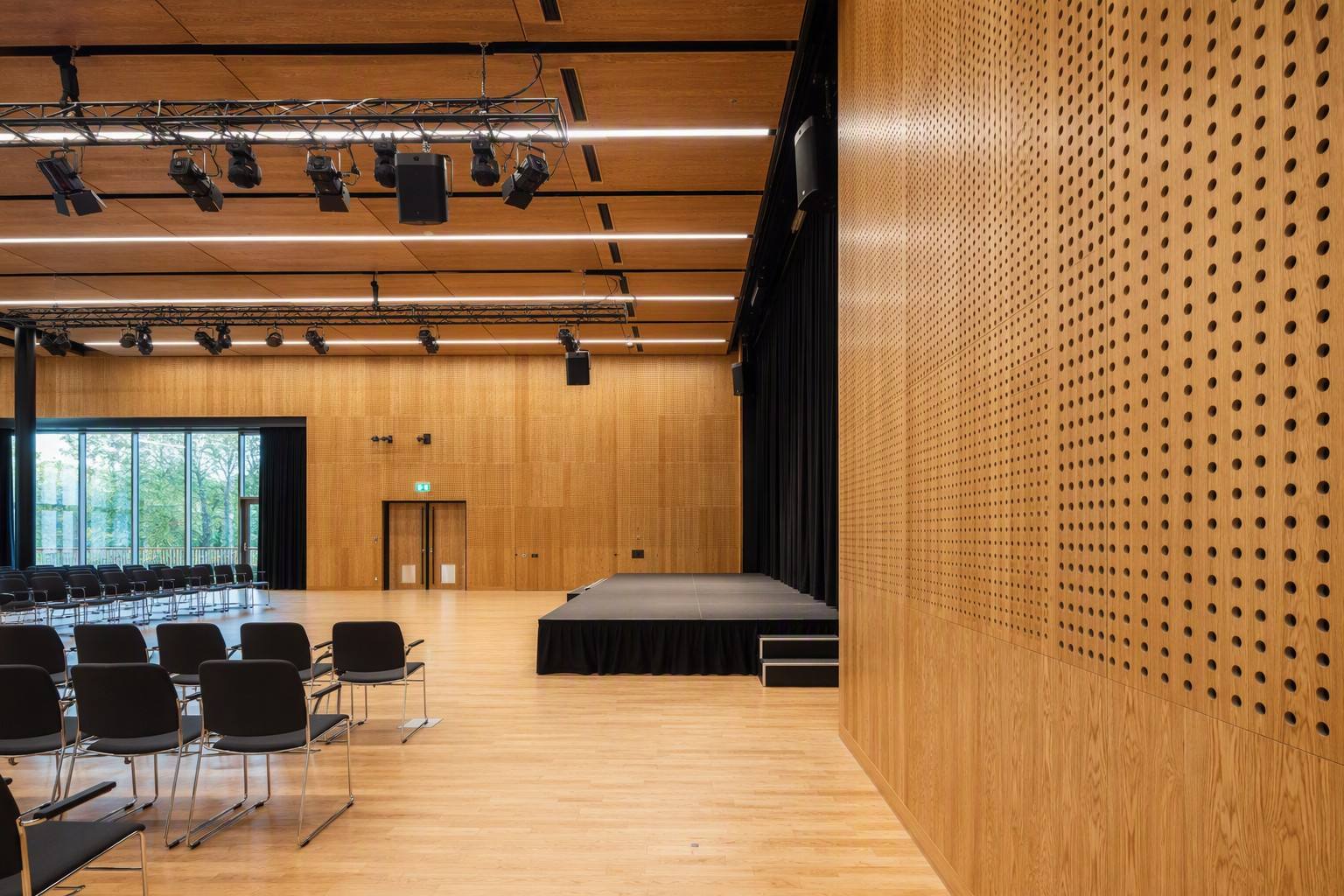 Perforated Wood Acoustic Wall Panels for Multi-function Hall Perforated Wood Acoustic Wall Panels for Multi-function Hall
